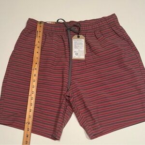 NWT Prana Men's Metric E Waist Short Color Rust Stripe Size XL 8" Inseam  (D4)